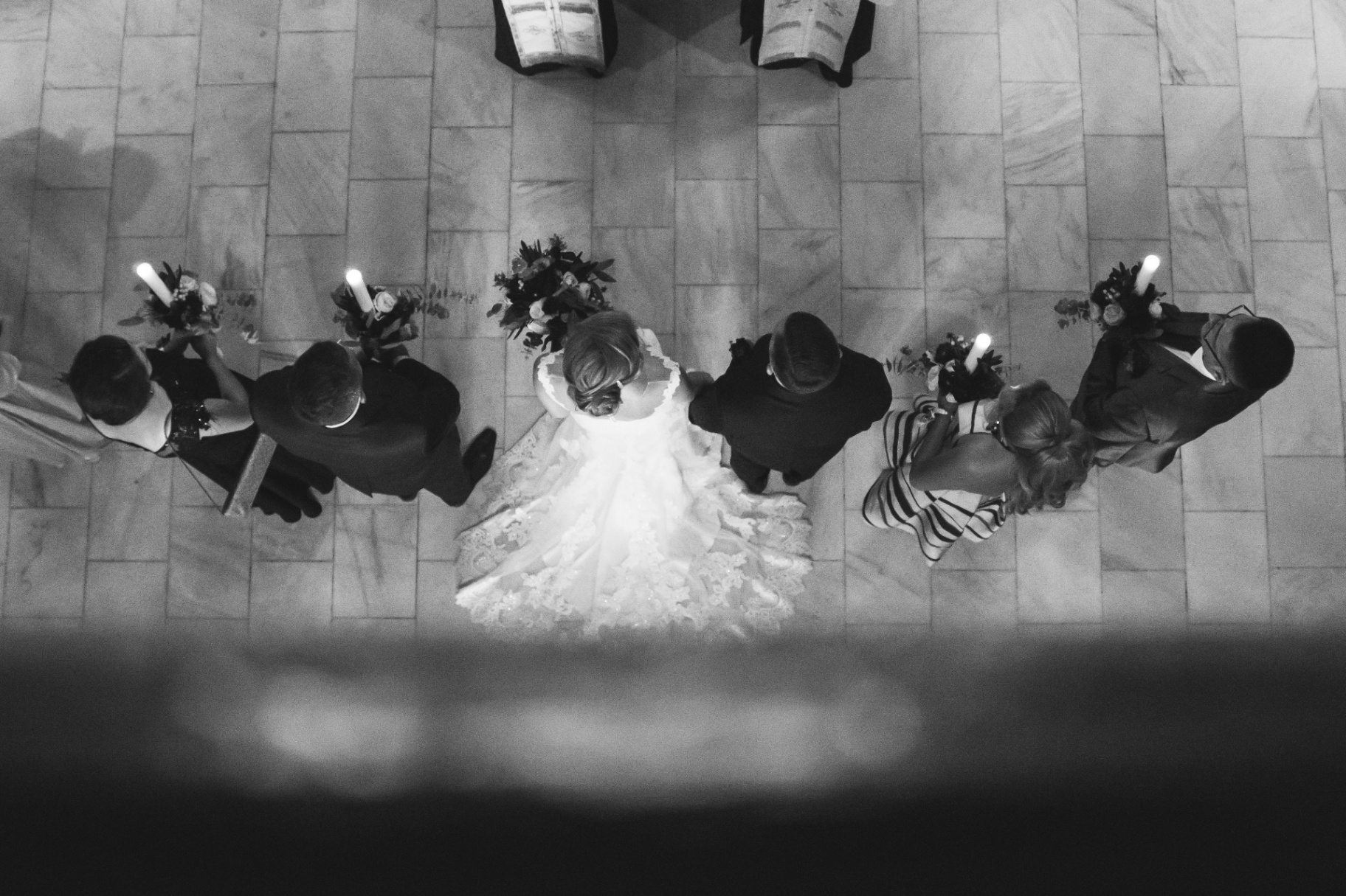 Bride from above in church
