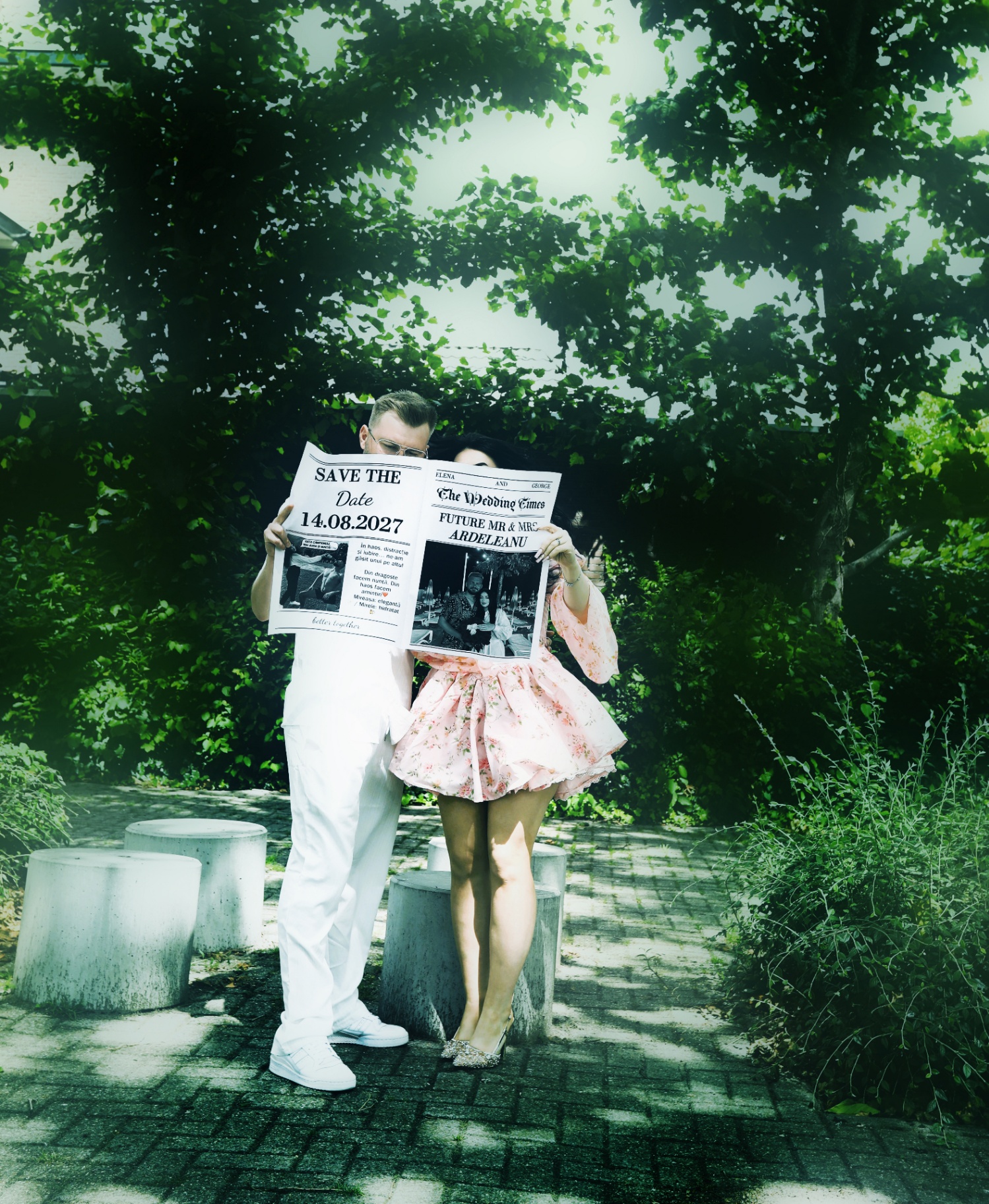 Save the date couple